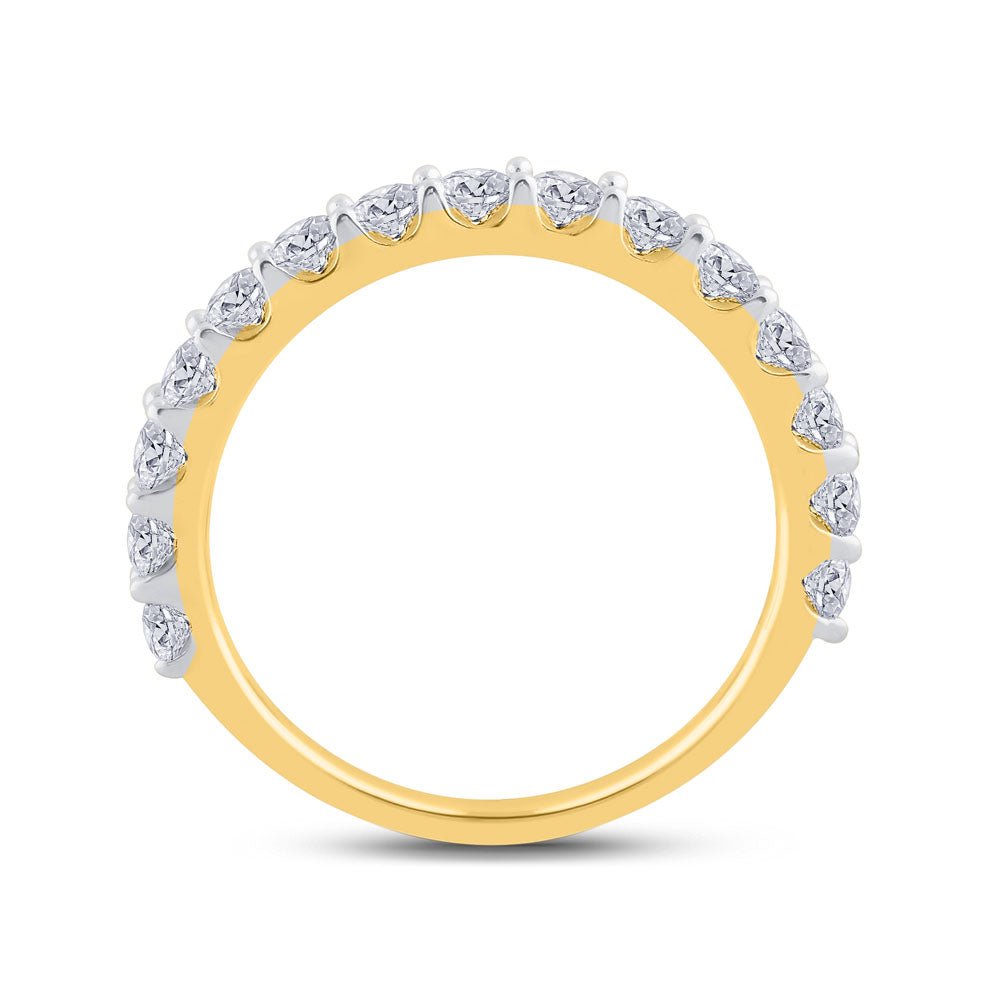 14K Yellow Gold Round Diamond Women's Wedding Anniversary Band 1 Cttw - Splendid Jewellery