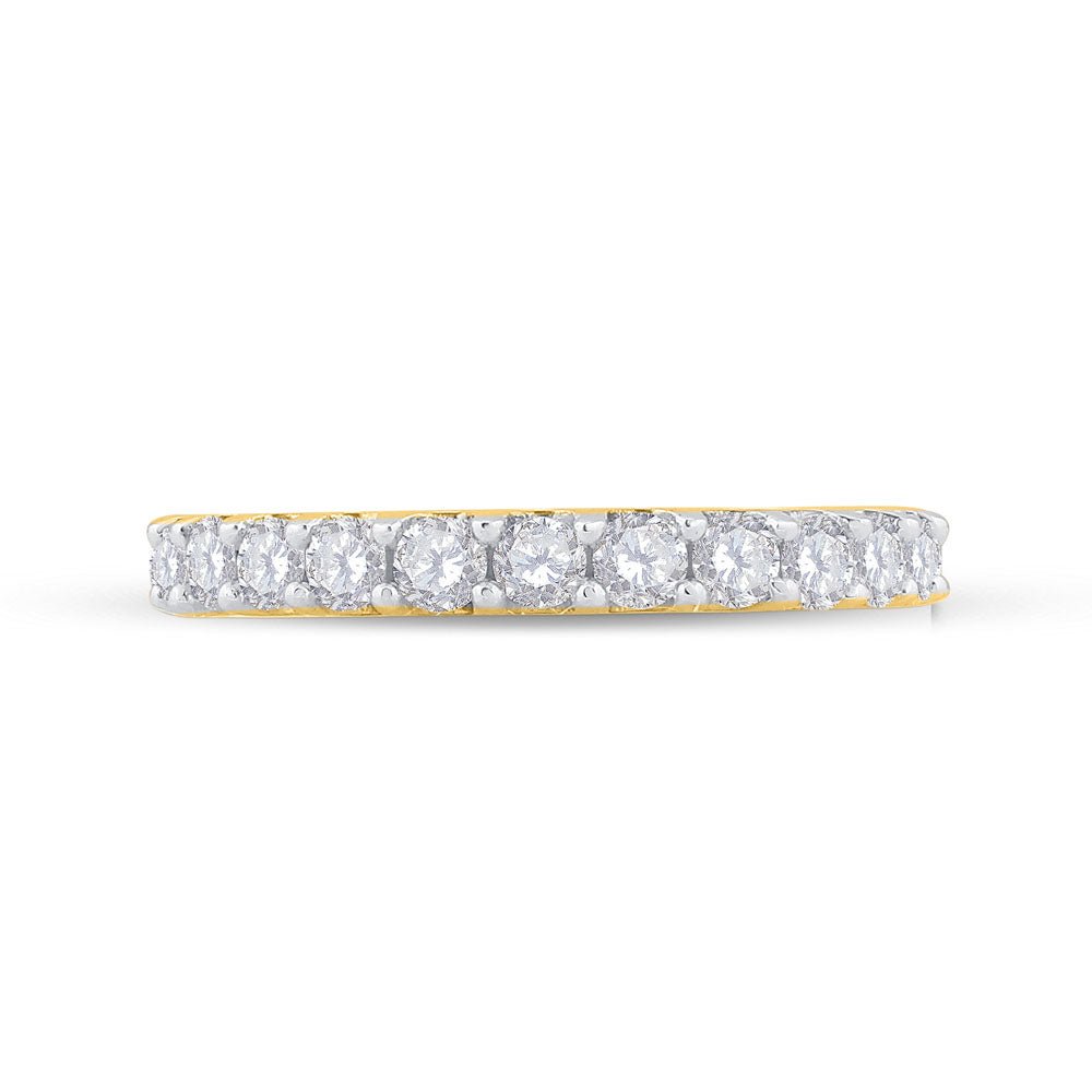 14K Yellow Gold Round Diamond Women's Wedding Anniversary Band 1 Cttw - Splendid Jewellery