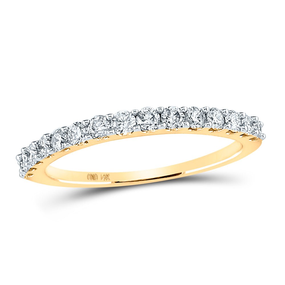 14K Yellow Gold Round Diamond Women's Wedding Anniversary Band 1/2 Cttw - Splendid Jewellery