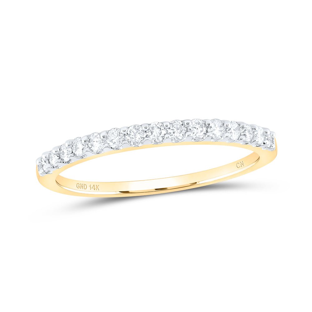 14K Yellow Gold Round Diamond Women's Wedding Anniversary Band 1/4 Cttw - Splendid Jewellery