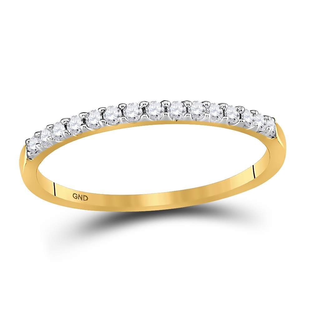 14K Yellow Gold Round Diamond Women's Wedding Band 1/6 Cttw - Splendid Jewellery