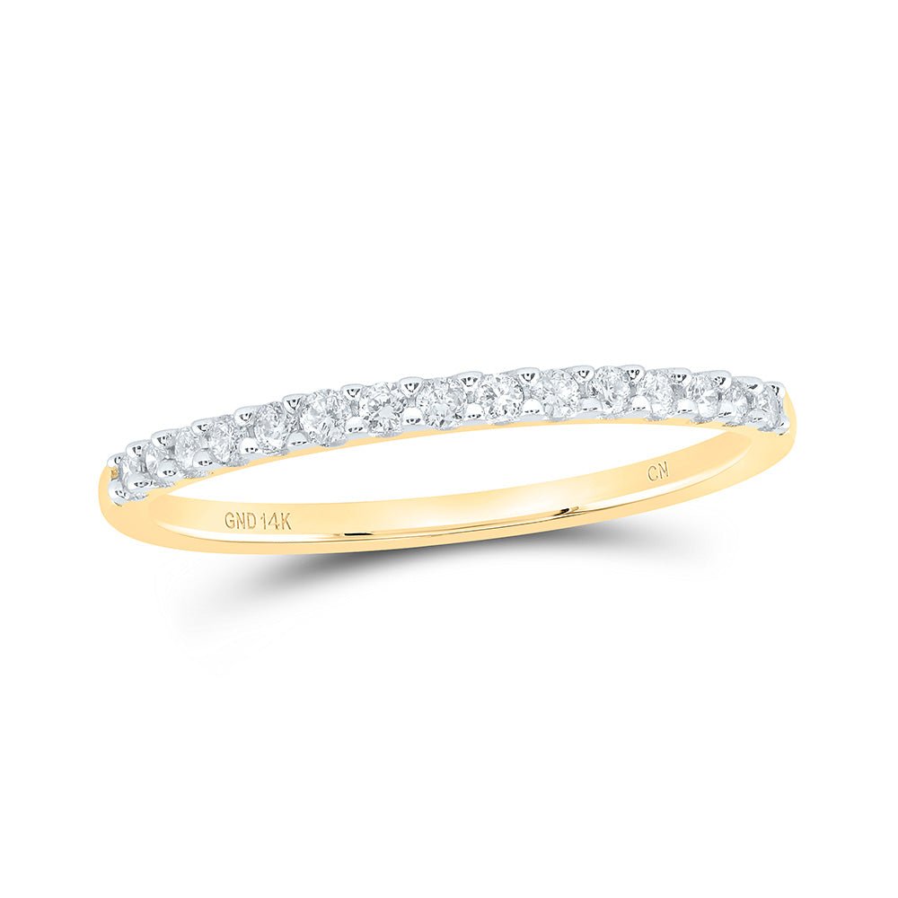 14K Yellow Gold Round Diamond Women's Wedding Band 1/6 Cttw - Splendid Jewellery