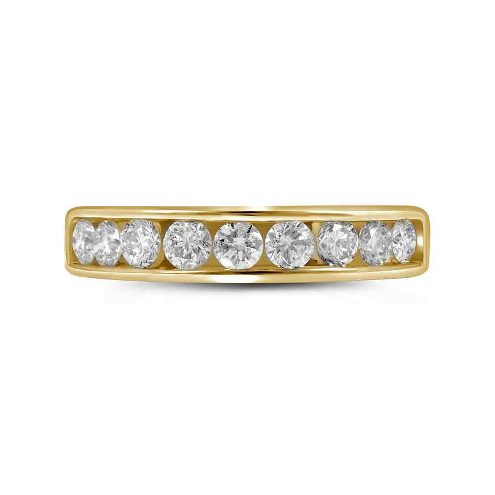 14K Yellow Gold Round Diamond Women's Wedding Channel Set Band 1 Cttw - Splendid Jewellery