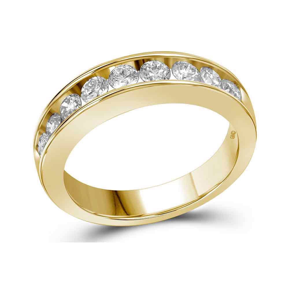 14K Yellow Gold Round Diamond Women's Wedding Channel Set Band 1 Cttw - Splendid Jewellery