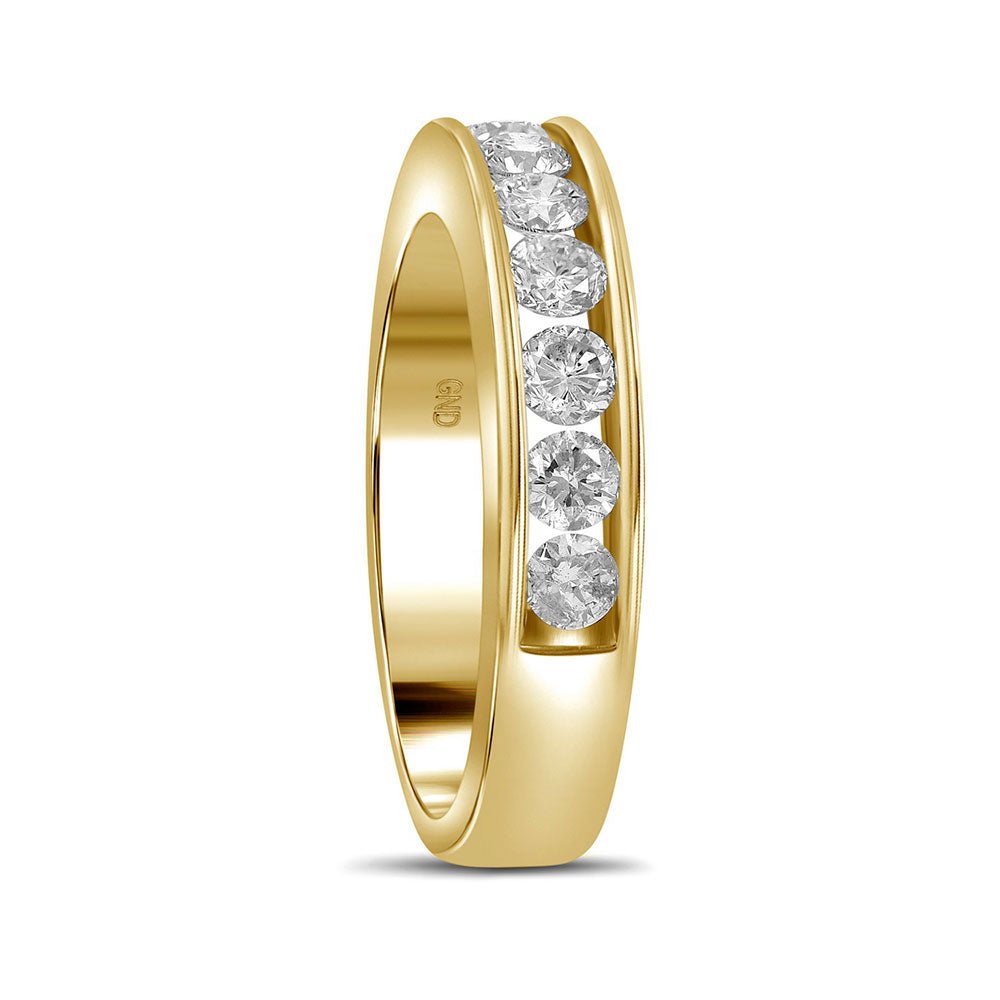 14K Yellow Gold Round Diamond Women's Wedding Channel Set Band 1 Cttw - Splendid Jewellery