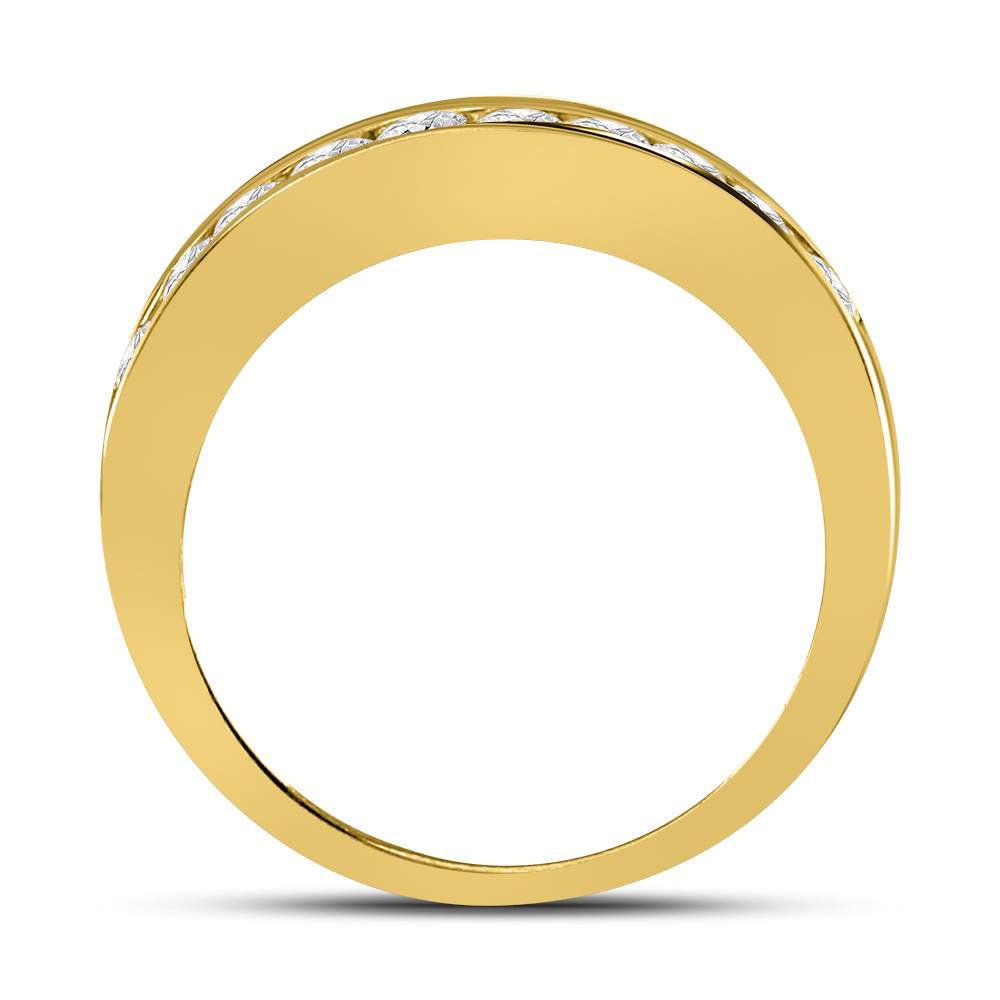 14K Yellow Gold Round Diamond Women's Wedding Channel Set Band 1/2 Cttw - Splendid Jewellery