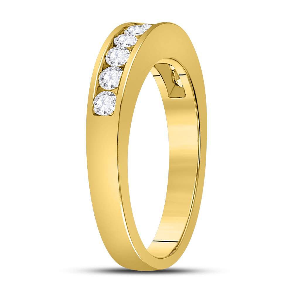 14K Yellow Gold Round Diamond Women's Wedding Channel Set Band 1/2 Cttw - Splendid Jewellery