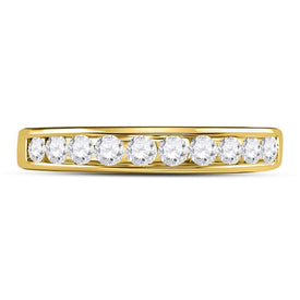 14K Yellow Gold Round Diamond Women's Wedding Channel Set Band 1/2 Cttw - Splendid Jewellery