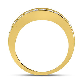 14K Yellow Gold Round Diamond Women's Wedding Channel Set Band 1/2 Cttw - Splendid Jewellery