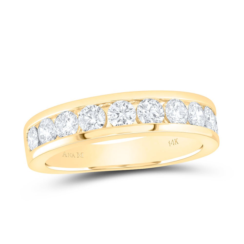 14K Yellow Gold Round Diamond Women's Wedding Single Row Band 1 1 3/4 Cttw - Splendid Jewellery