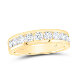 14K Yellow Gold Round Diamond Women's Wedding Single Row Band 1 1 3/4 Cttw - Splendid Jewellery
