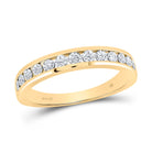 14K Yellow Gold Round Diamond Women's Wedding Single Row Band 1/2 Cttw - Splendid Jewellery