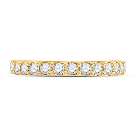 14K Yellow Gold Round Diamond Women's Wedding Single Row Band 1/2 Cttw - Splendid Jewellery