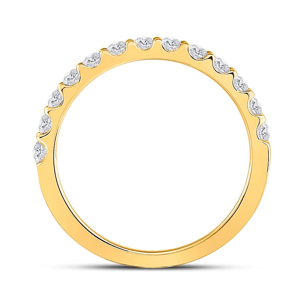 14K Yellow Gold Round Diamond Women's Wedding Single Row Band 1/2 Cttw - Splendid Jewellery