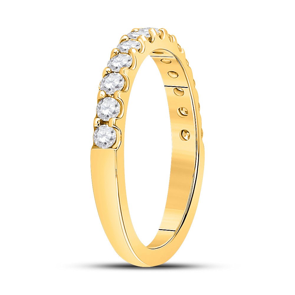 14K Yellow Gold Round Diamond Women's Wedding Single Row Band 1/2 Cttw - Splendid Jewellery