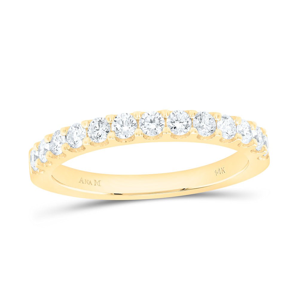 14K Yellow Gold Round Diamond Women's Wedding Single Row Band 1/2 Cttw - Splendid Jewellery