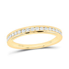 14K Yellow Gold Round Diamond Women's Wedding Single Row Band 1/4 Cttw - Splendid Jewellery