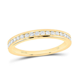 14K Yellow Gold Round Diamond Women's Wedding Single Row Band 1/4 Cttw - Splendid Jewellery