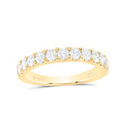 14K Yellow Gold Round Diamond Women's Wedding Single Row Band 3/4 Cttw - Splendid Jewellery