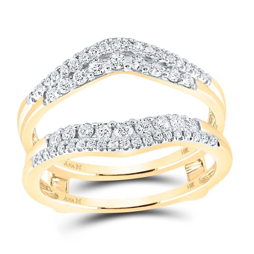 14K Yellow Gold Round Diamond Women's Wrap Ring Guard Enhancer 1/2 Cttw - Splendid Jewellery