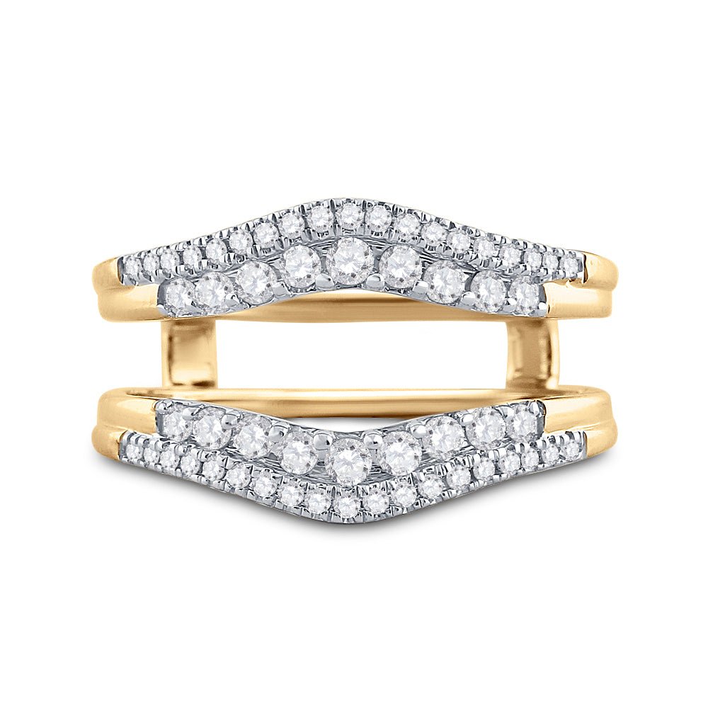 14K Yellow Gold Round Diamond Women's Wrap Ring Guard Enhancer 1/2 Cttw - Splendid Jewellery