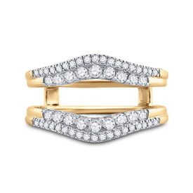 14K Yellow Gold Round Diamond Women's Wrap Ring Guard Enhancer 1/2 Cttw - Splendid Jewellery