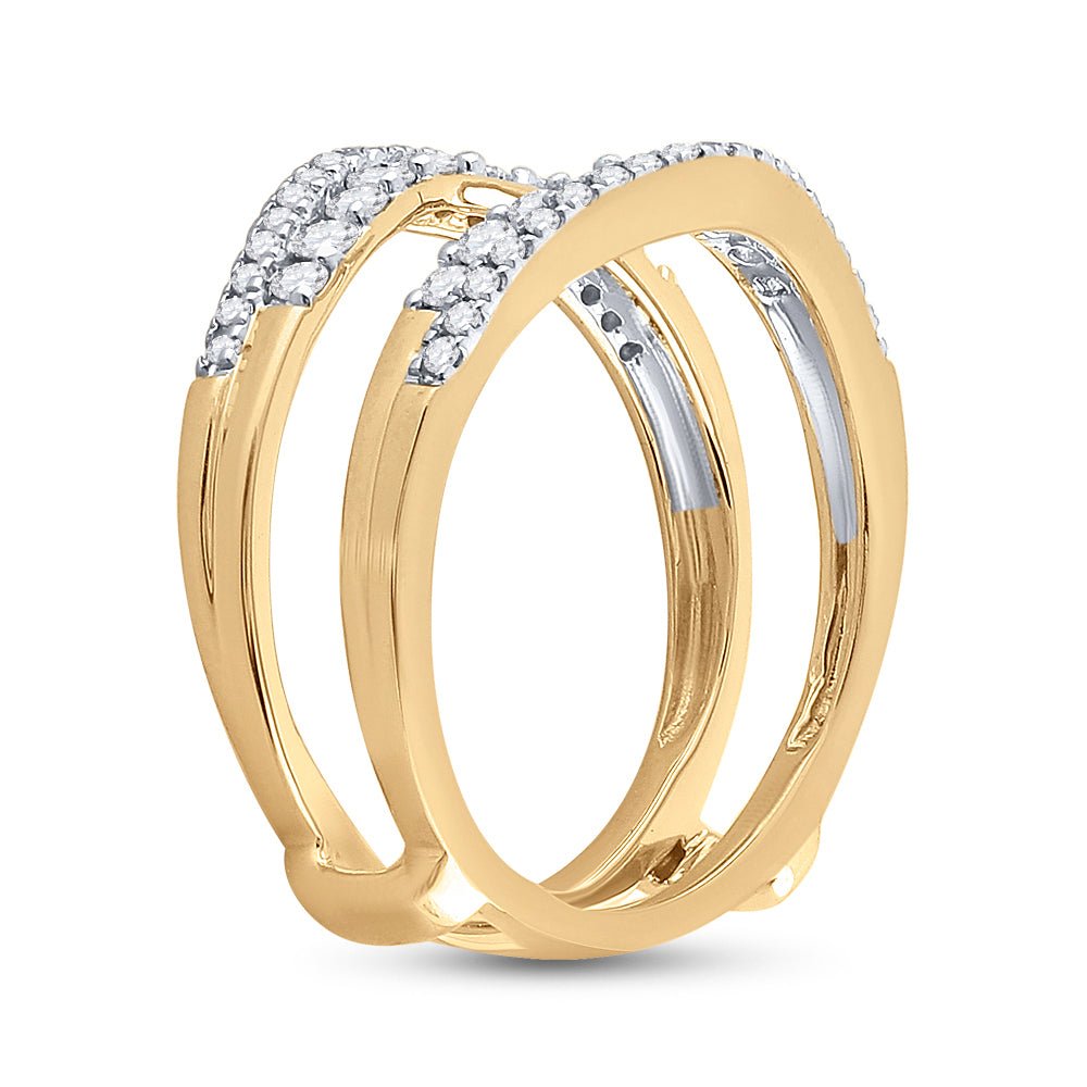 14K Yellow Gold Round Diamond Women's Wrap Ring Guard Enhancer 1/2 Cttw - Splendid Jewellery
