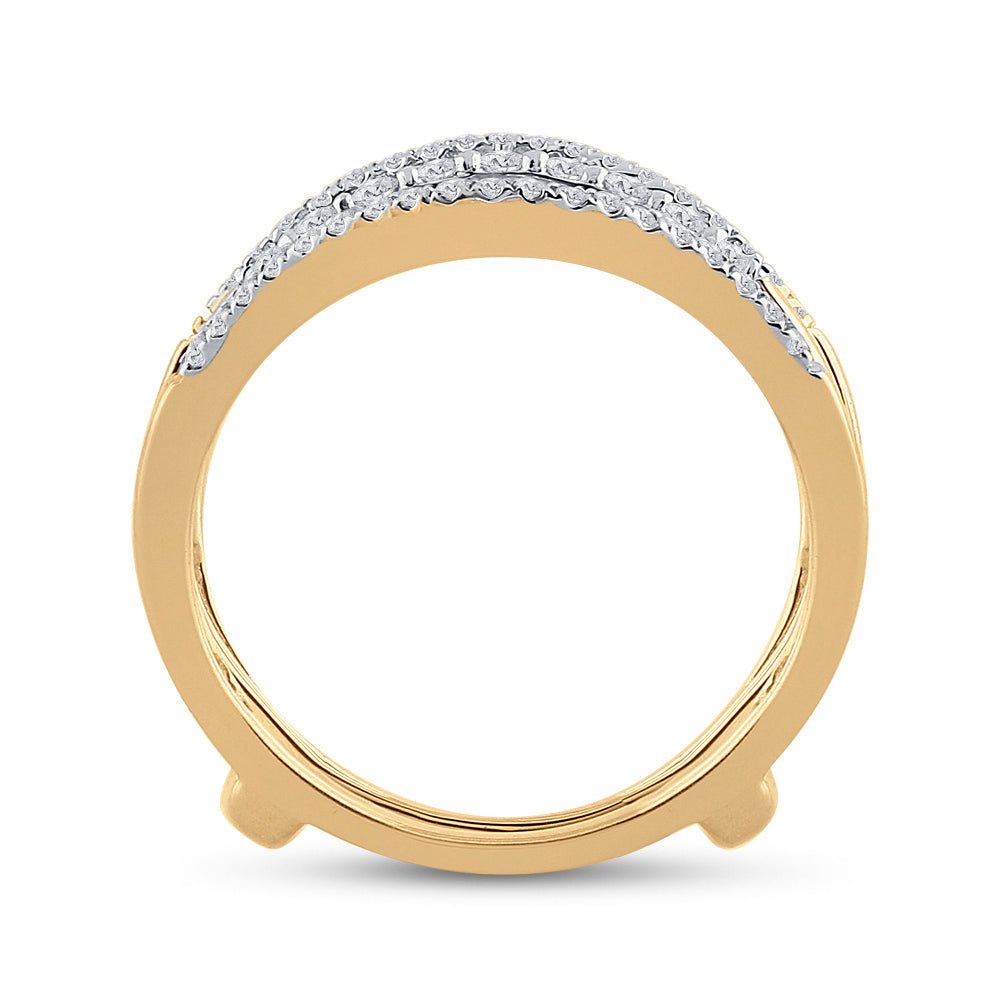 14K Yellow Gold Round Diamond Women's Wrap Ring Guard Enhancer 1/2 Cttw - Splendid Jewellery