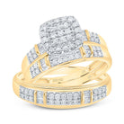 14K Yellow White Diamond Cushion Trio Ring Set 3/4 Cttw - Splendid Jewellery