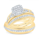 14K Yellow White Diamond Cushion Trio Ring Set 3/4 Cttw - Splendid Jewellery