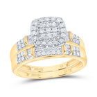14K Yellow White Diamond Cushion Trio Ring Set 3/4 Cttw - Splendid Jewellery