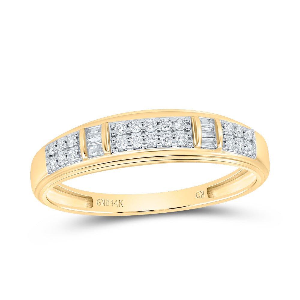 14K Yellow White Diamond Cushion Trio Ring Set 3/4 Cttw - Splendid Jewellery