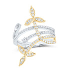 14K Yellow White Diamond Mq I1 Designer Ring 5/8 Cttw - Splendid Jewellery