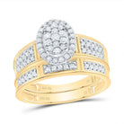 14K Yellow White Diamond Oval Trio Ring Set 1/2 Cttw - Splendid Jewellery