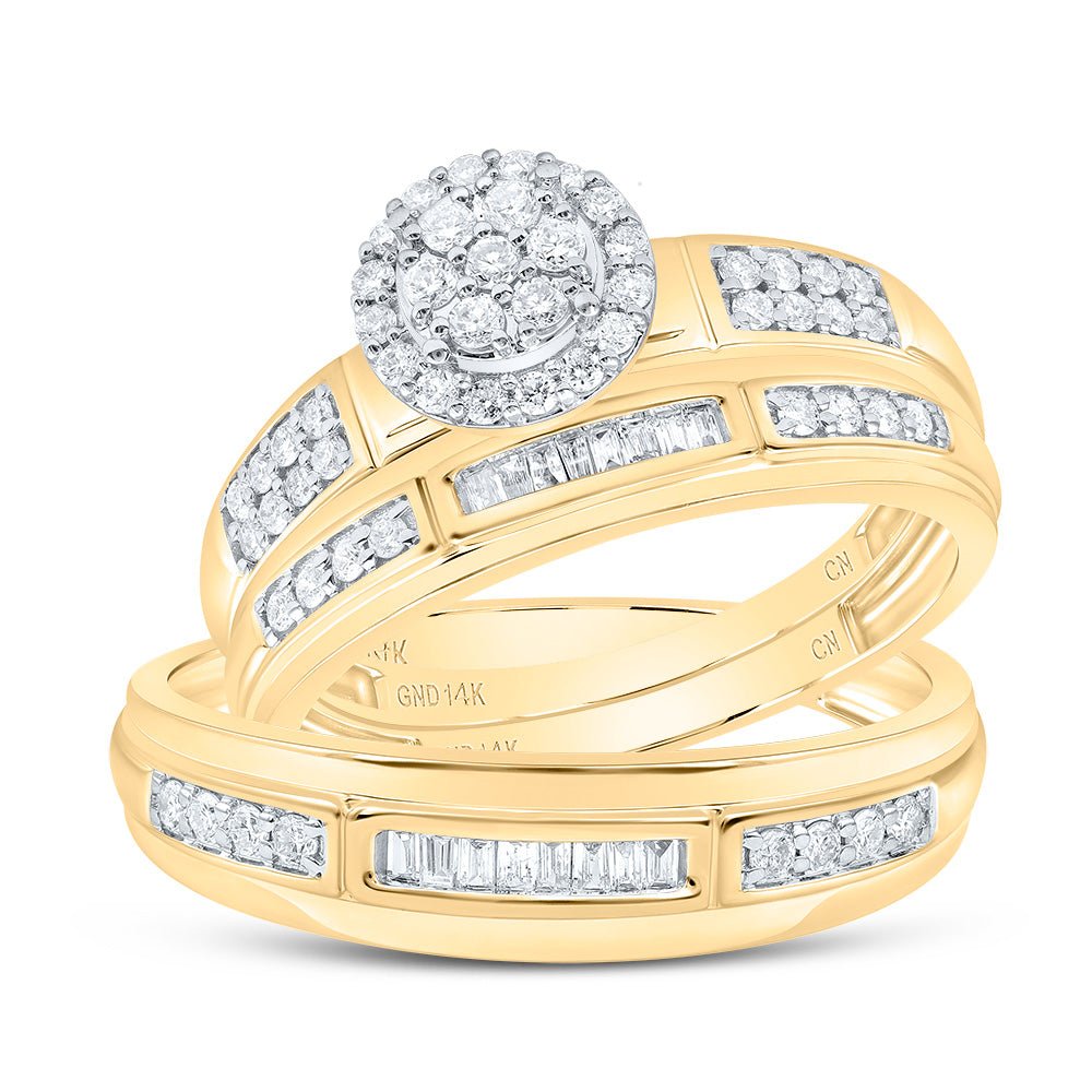 14K Yellow White Diamond Trio Ring Set 1/2 Cttw - Splendid Jewellery