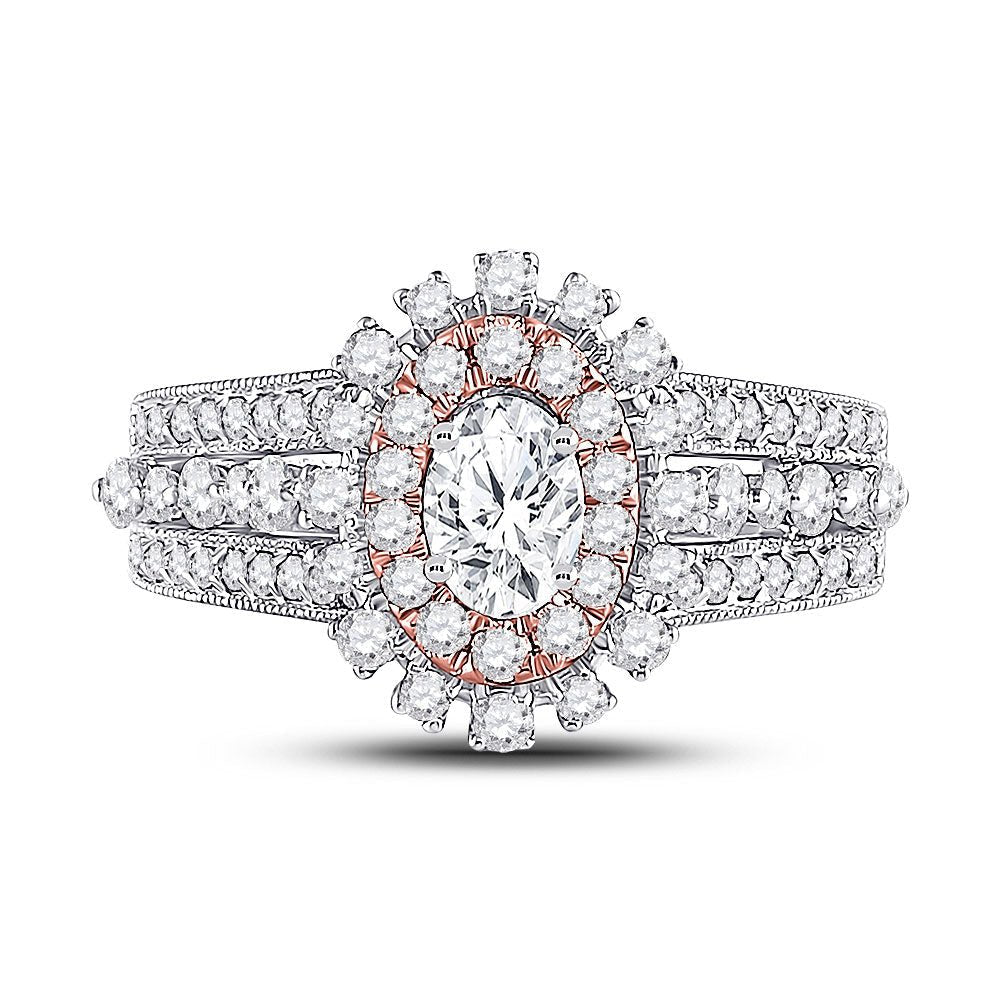 14kt Celestial Harmony Diamond Halo Bridal Wedding Engagement Ring 1 - 1/2 Cttw - Splendid Jewellery