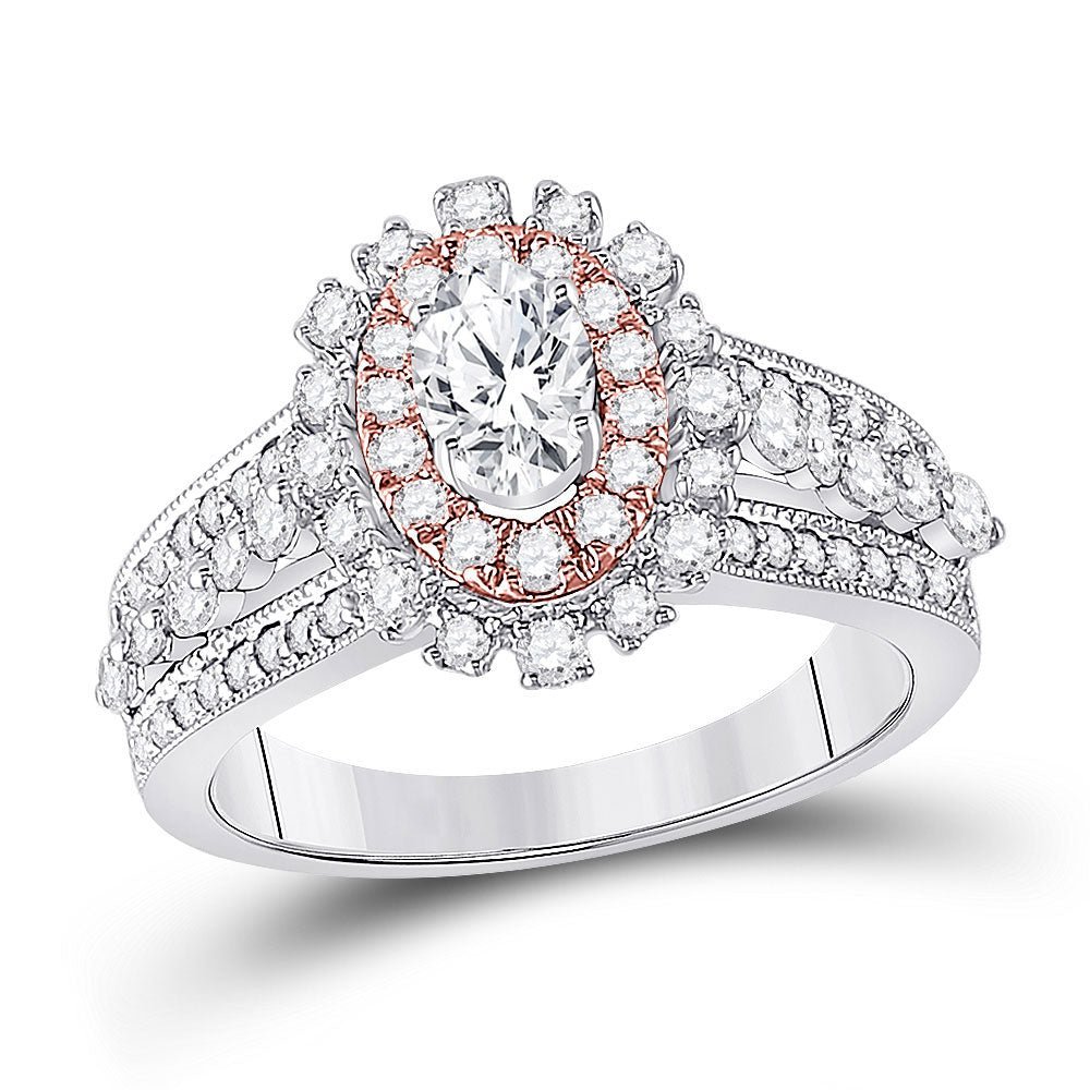 14kt Celestial Harmony Diamond Halo Bridal Wedding Engagement Ring 1 - 1/2 Cttw - Splendid Jewellery