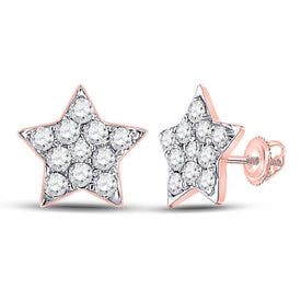 14kt Celestial Rose Gold Diamond Star Earrings - 1/6 Cttw - Splendid Jewellery