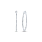 14kt Diamond Studded White Gold Slender Hoop Earrings - Splendid Jewellery