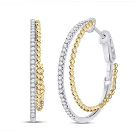 14kt Dual - Tone Diamond Brilliance Hoop Earrings - Splendid Jewellery