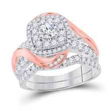 Load image into Gallery viewer, 14kt Dual-tone Diamond Elegance Wedding Ring Set Top View from Splendid Jewellery