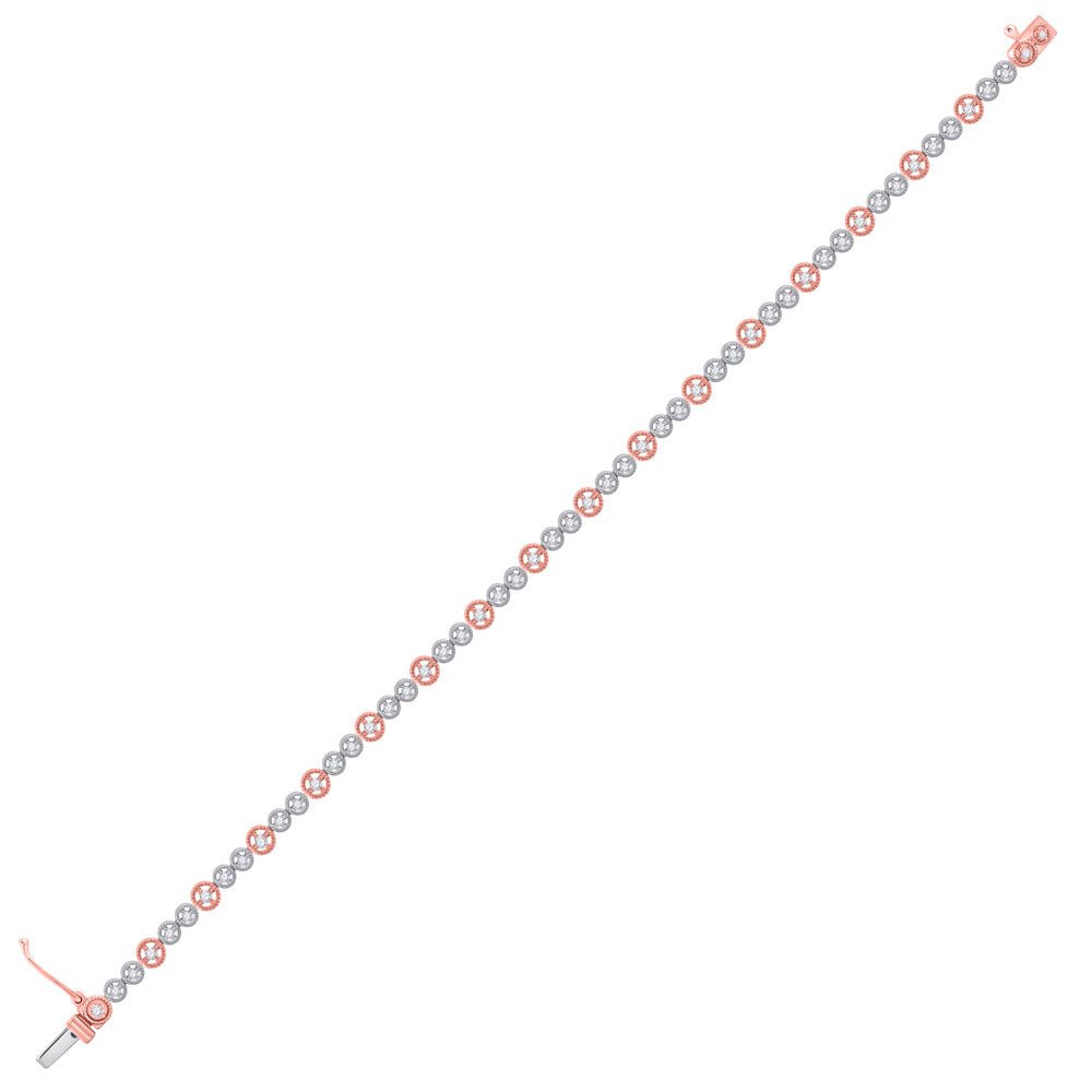 14kt Dual - Tone Gold Round Diamond Tennis Bracelet - 1/2 Ct.t.w. - Splendid Jewellery