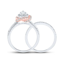 Load image into Gallery viewer, 14kt Dual - Tone Radiance Diamond Halo Bridal Wedding Ring Band Set 1 Cttw - Splendid Jewellery