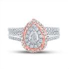 14kt Dual - Tone Radiance Diamond Halo Bridal Wedding Ring Band Set 1 Cttw - Splendid Jewellery