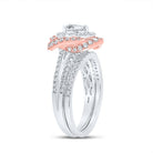 14kt Dual - Tone Radiance Diamond Halo Bridal Wedding Ring Band Set 1 Cttw - Splendid Jewellery