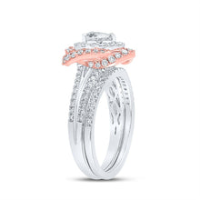 Load image into Gallery viewer, 14kt Dual - Tone Radiance Diamond Halo Bridal Wedding Ring Band Set 1 Cttw - Splendid Jewellery