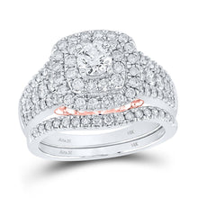 Load image into Gallery viewer, 14kt Enchanting Two-tone Gold Diamond and Sapphire Bridal Wedding Ring Band Set Top View from Splendid Jewellery