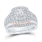 14kt Enchanting Two-tone Gold Diamond and Sapphire Bridal Wedding Ring Band Set Top View from Splendid Jewellery