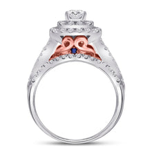 Load image into Gallery viewer, 14kt Enchanting Two-tone Gold Diamond and Sapphire Bridal Wedding Ring Band Set Side View from Splendid Jewellery