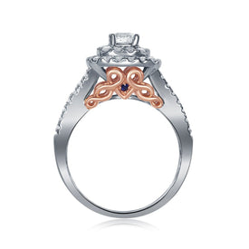 14kt Enchanting Two-tone Gold Diamond and Sapphire Bridal Wedding Ring Band Set Front View from Splendid Jewellery